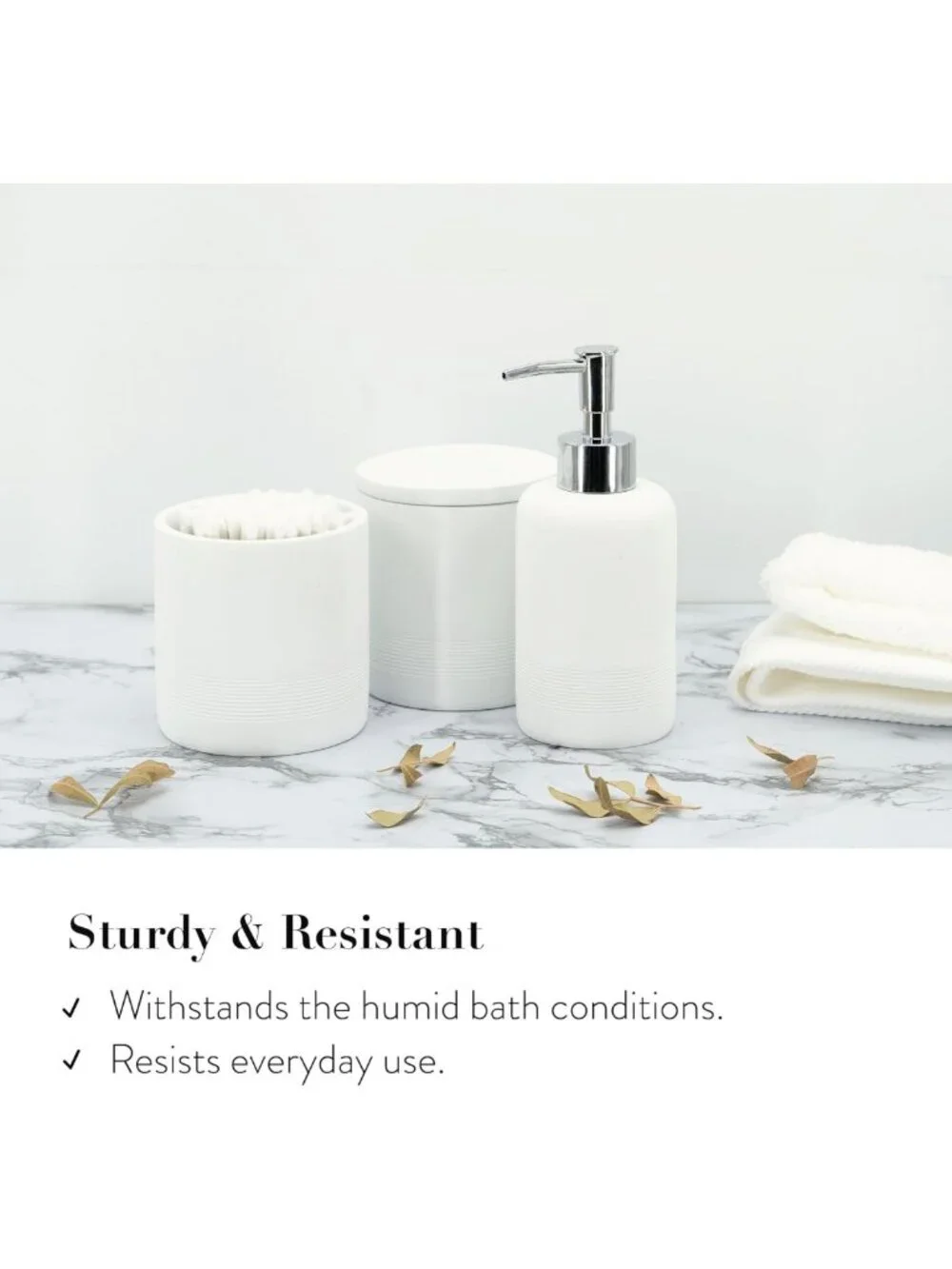 Elegant 6-Piece White Bathroom Accessories Set - Organizer with Toothbrush